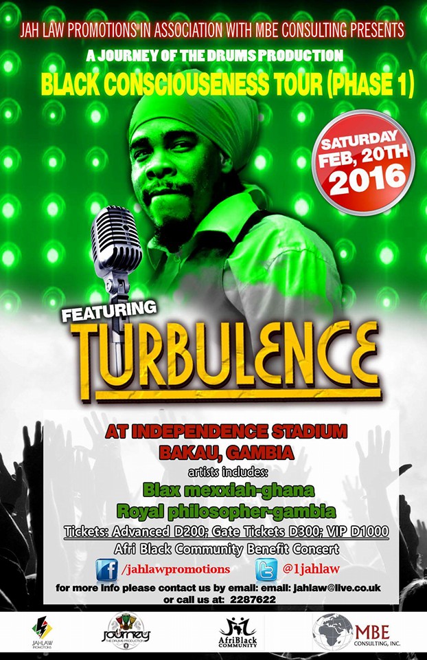 The poster includes a large, black electro-speaker and several other speakers underneath it. A stand blessed the event aud...